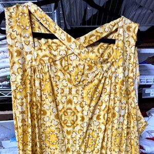 Roamans Beautiful Tank Top Long Size 4xl, 34/36, Mustard, Brown Criss Cross L@@K